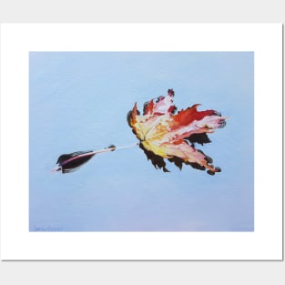 Back Floats - autumn maple leaf painting Posters and Art